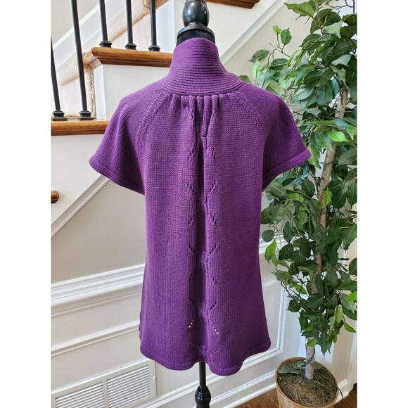 Kasper Women's Purple Acrylic Short Sleeve High Neck Knit Sweater Size X-Large - Picture 6 of 9
